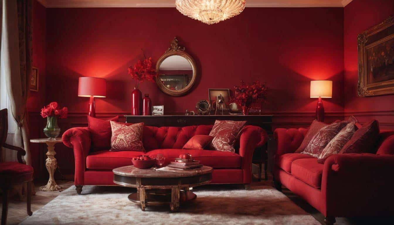 Cozy room with red accents