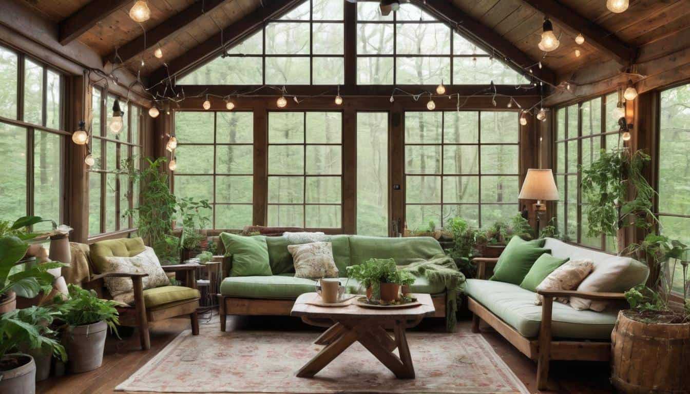 Cozy rustic sunroom