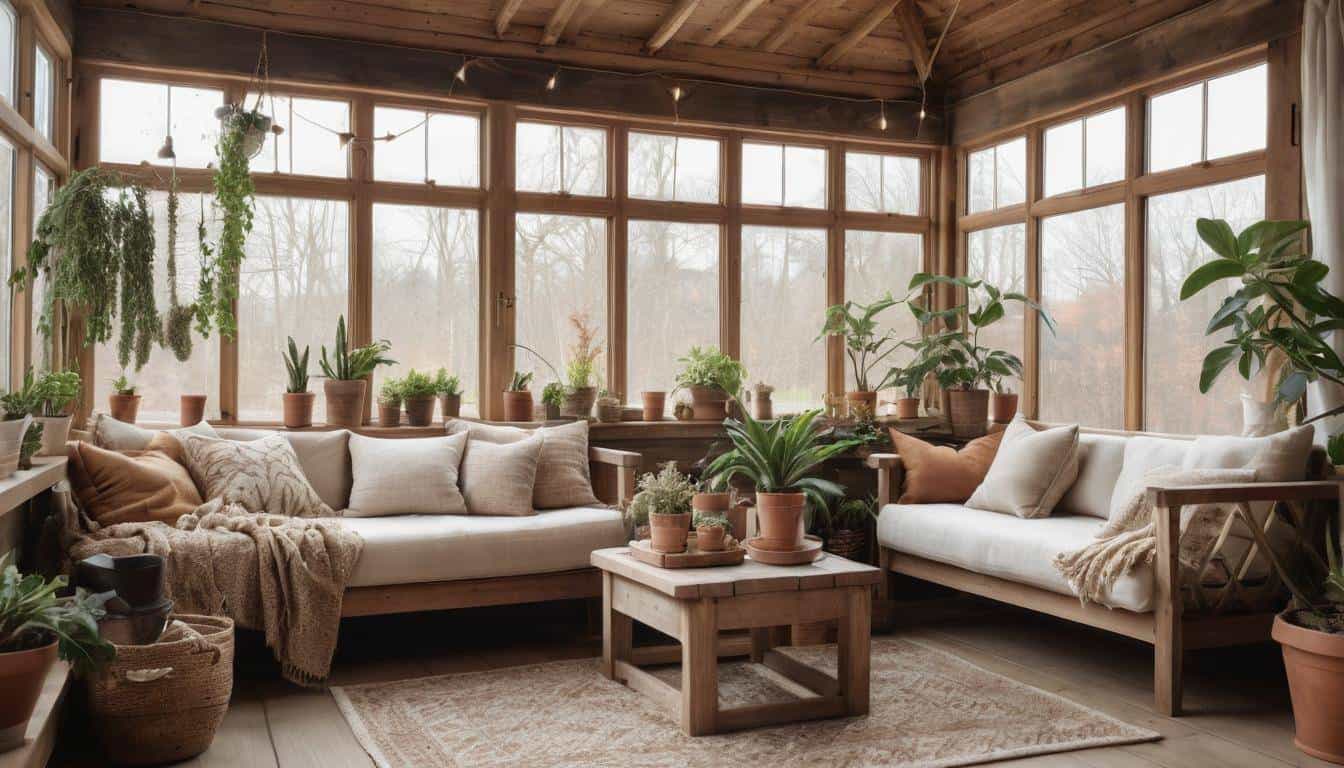 Cozy rustic sunroom