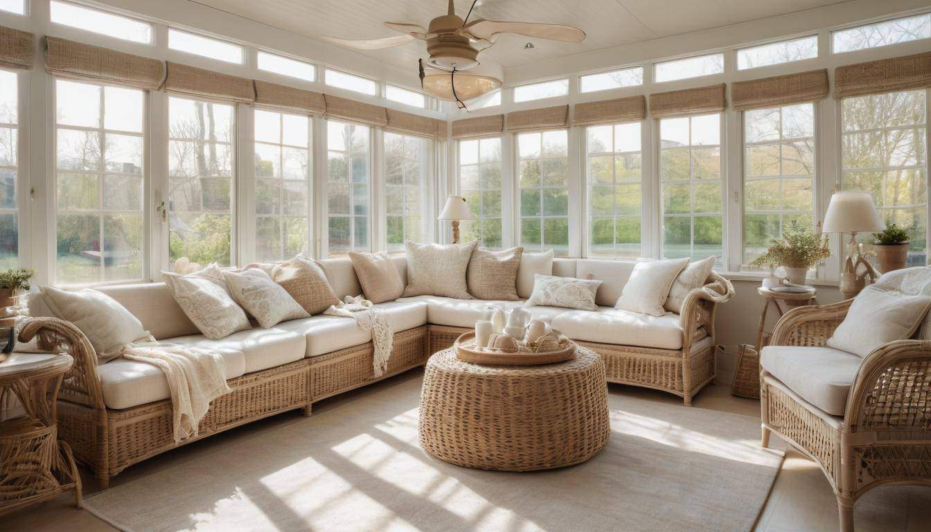 Cozy sunlit sunroom decor