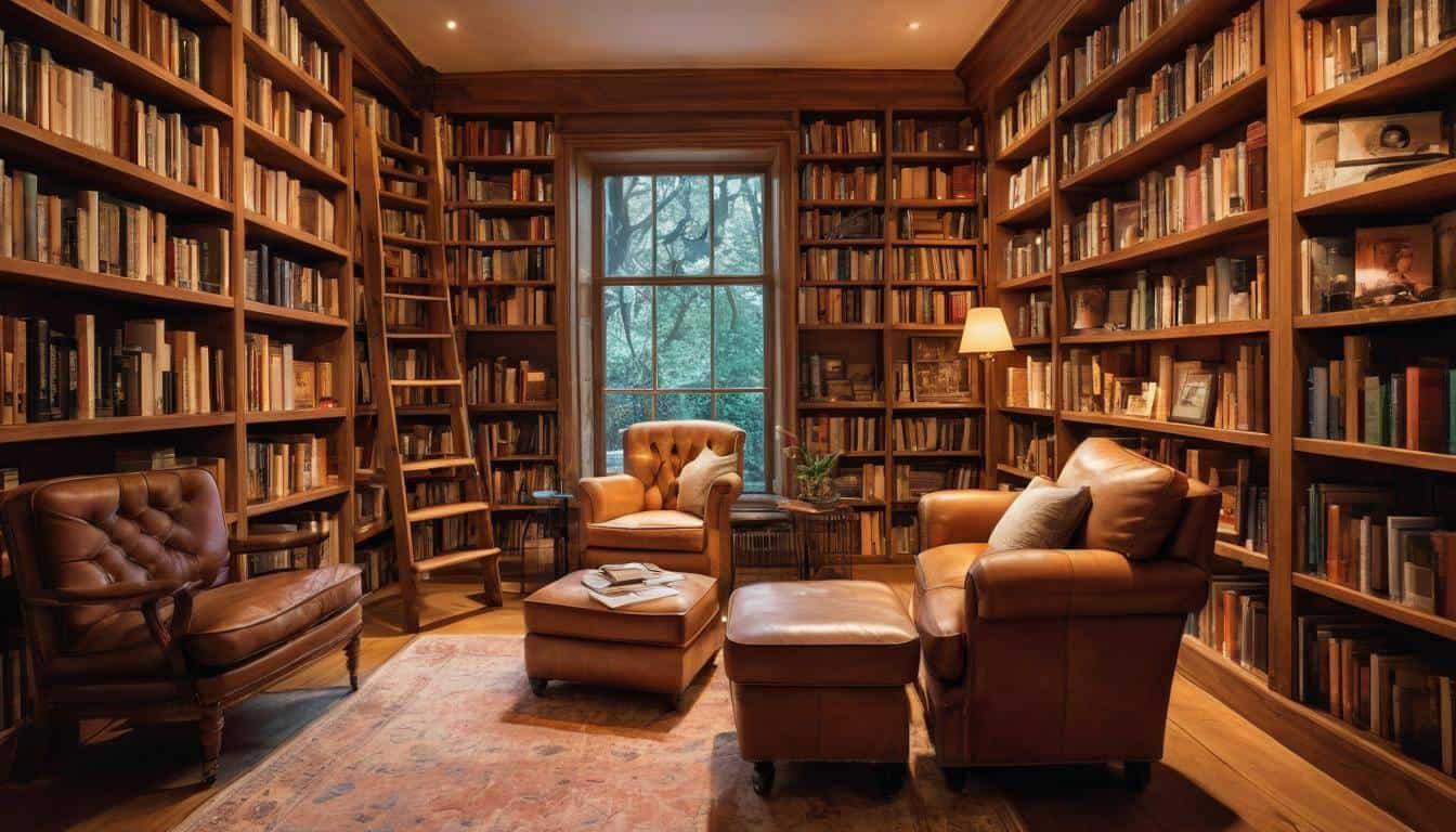 Cozy wooden home library