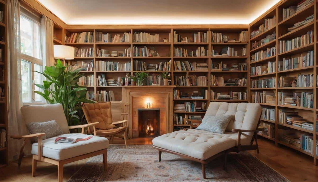 Cozy wooden home library