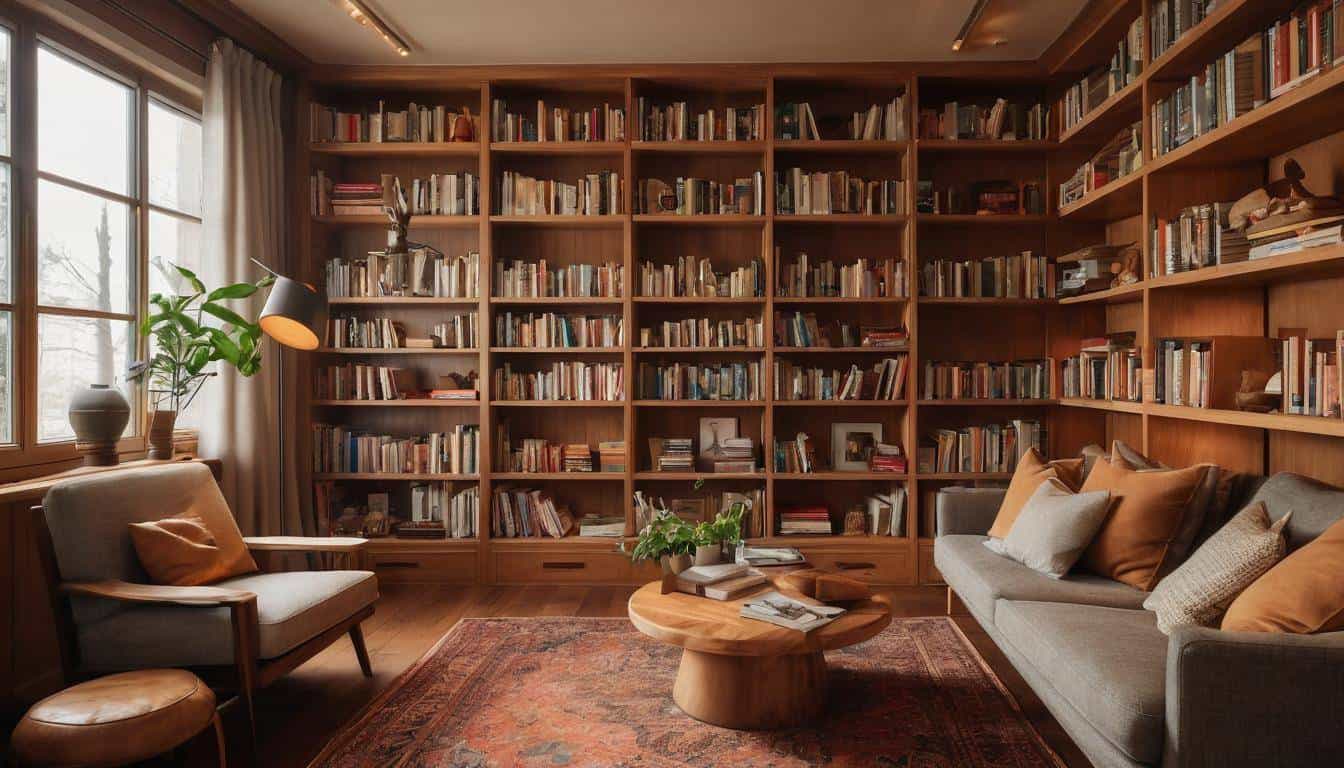 Cozy wooden home library