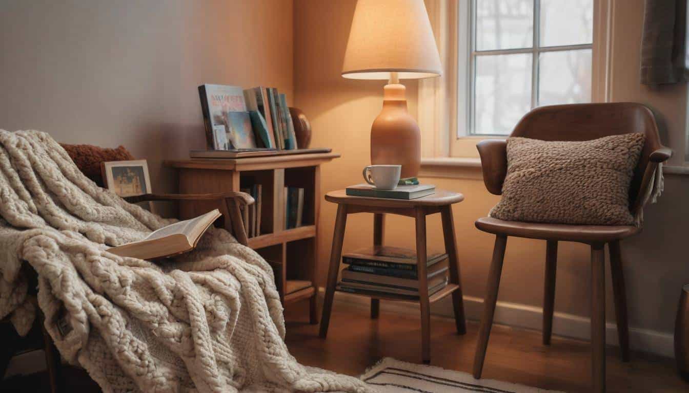 Cozy wooden reading nook