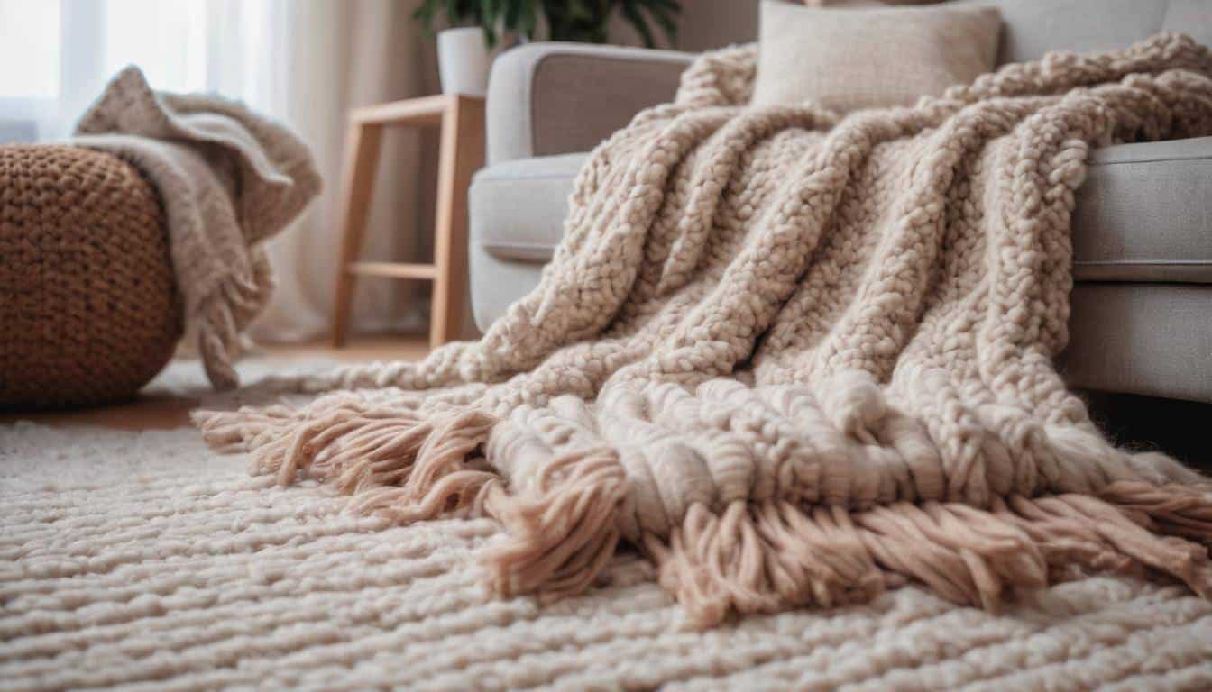 Cozy woolen throw and rug