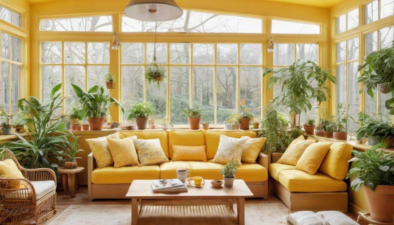 Cozy yellow sunroom