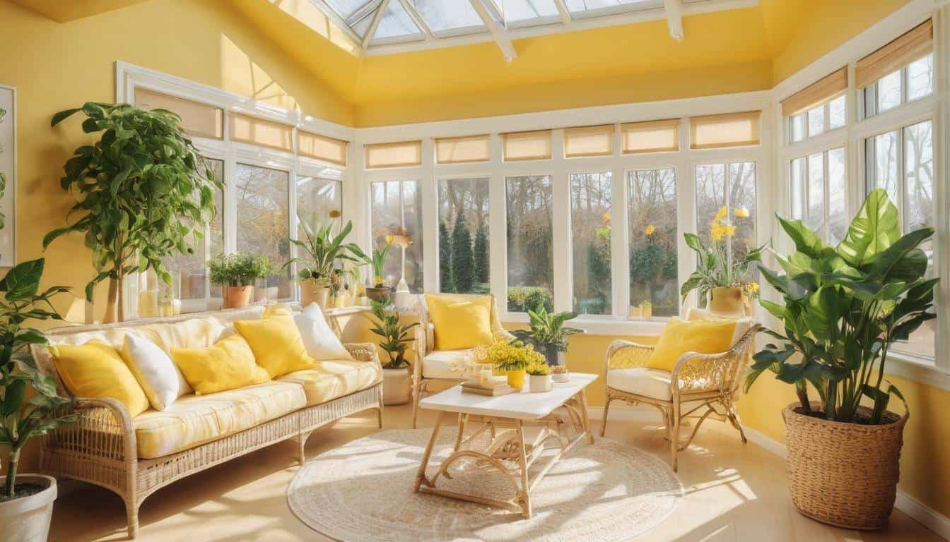 Cozy yellow sunroom