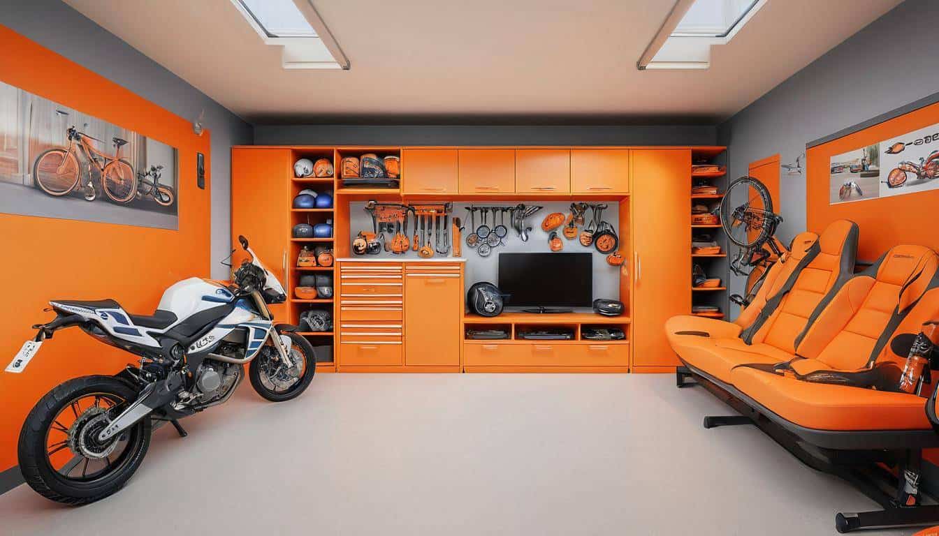 Creative orange garage conversion