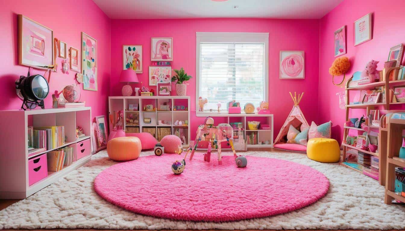 Dynamic pink playroom decor