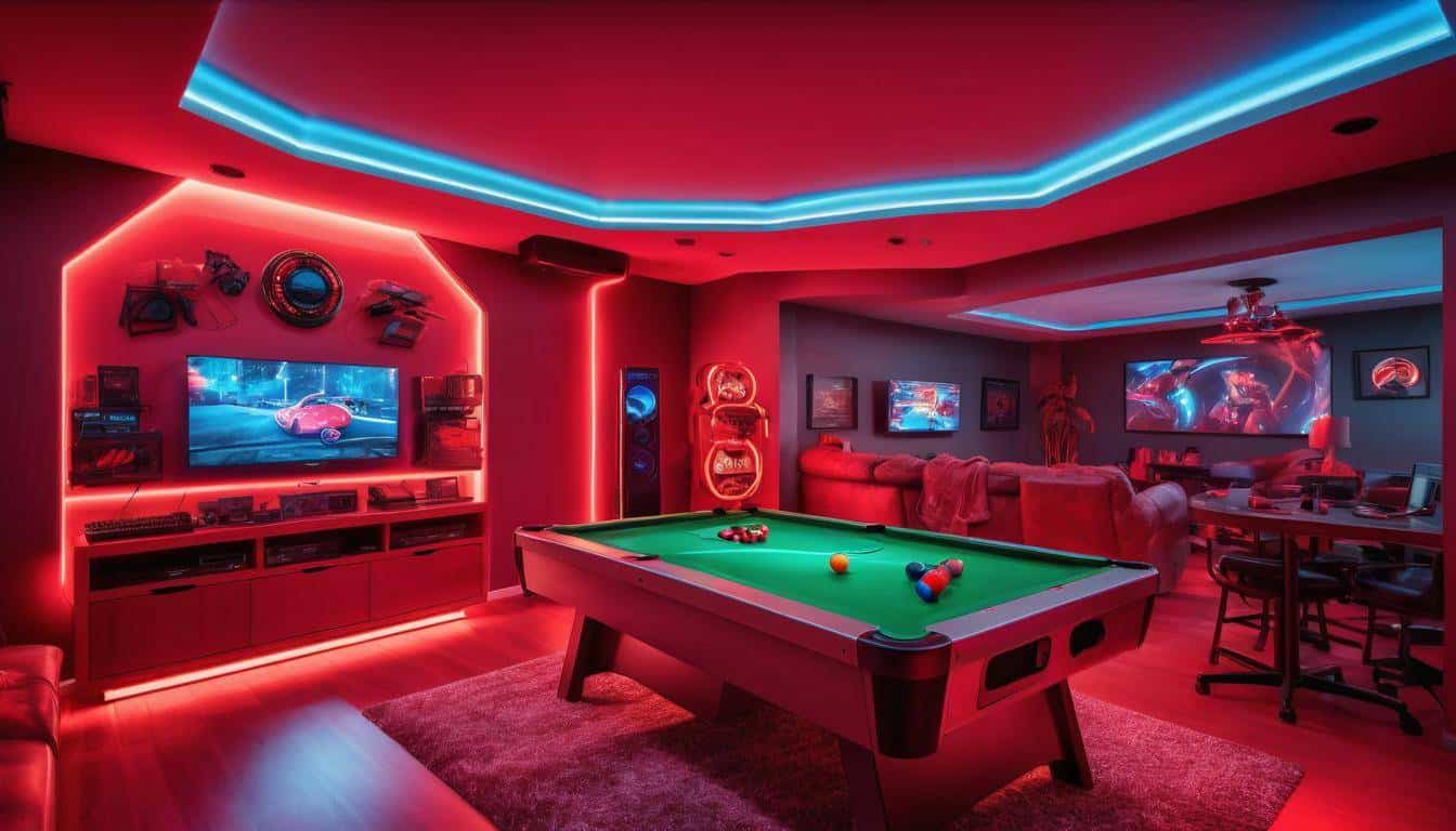 Dynamic red game room lighting