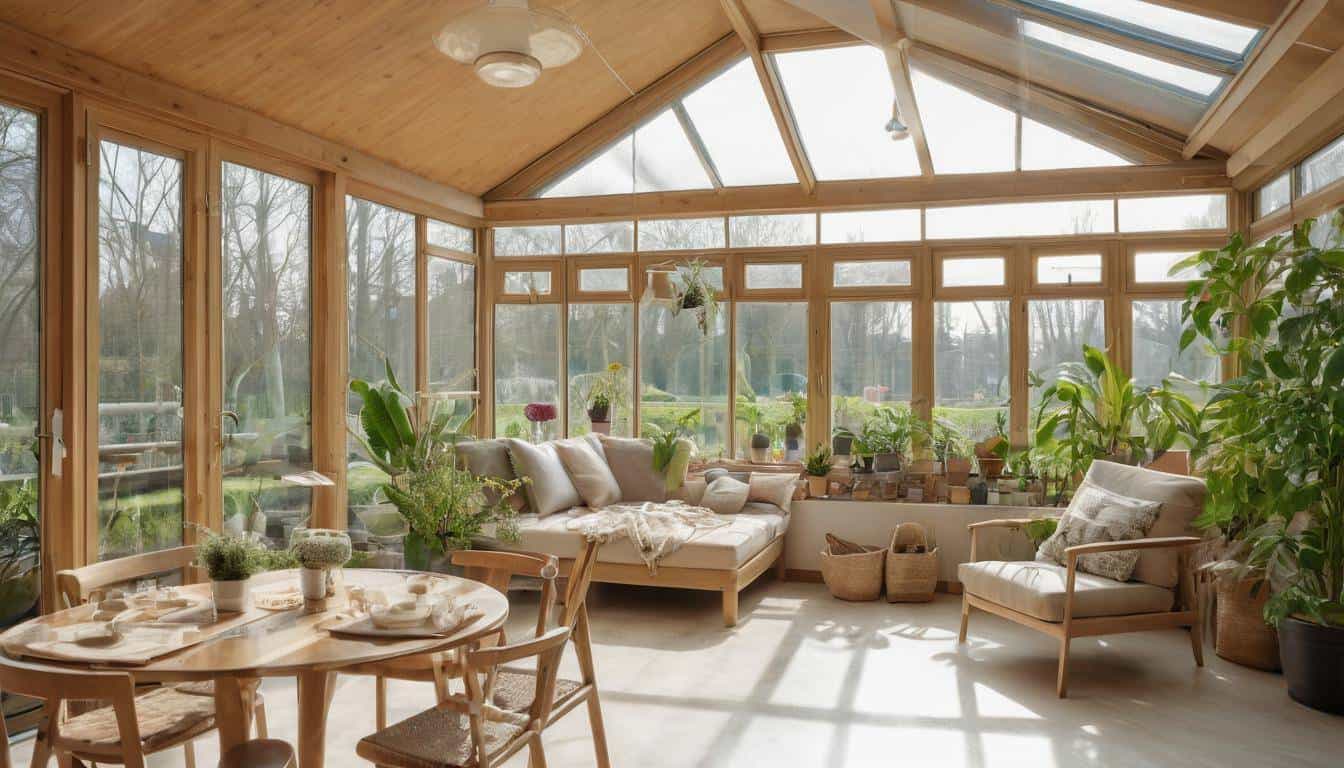 Eco-friendly double-glazed windows in sunroom