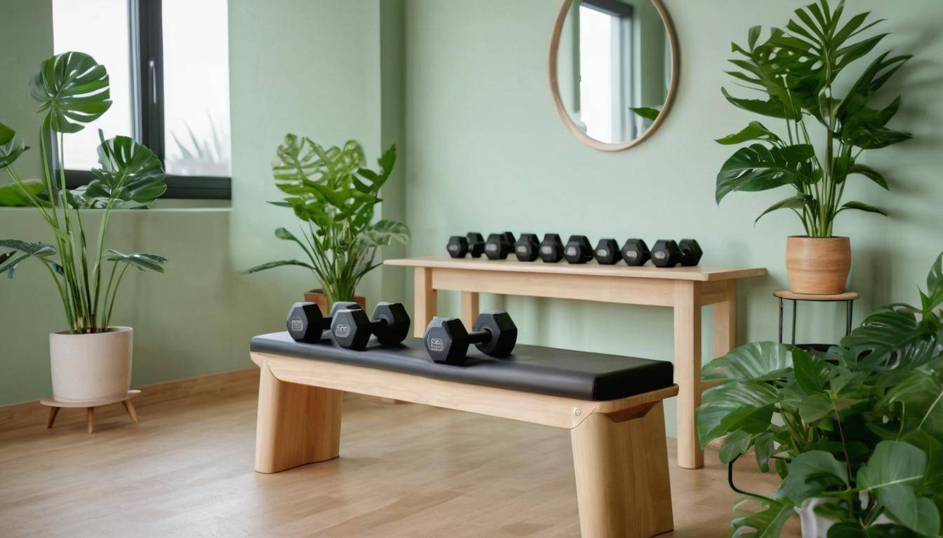 Eco-friendly dumbbells in gym