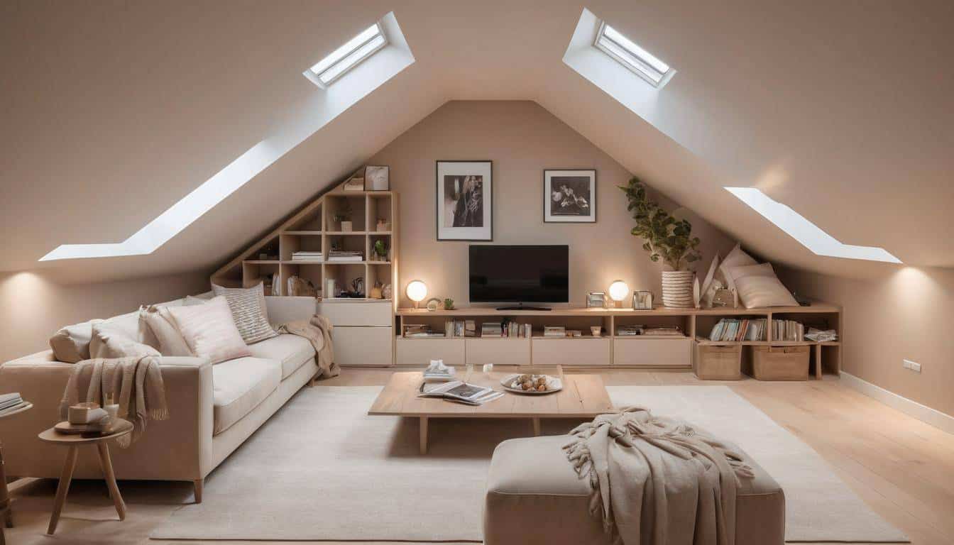 Efficient beige attic layout