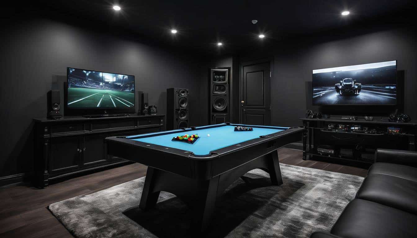 Elegant black game room