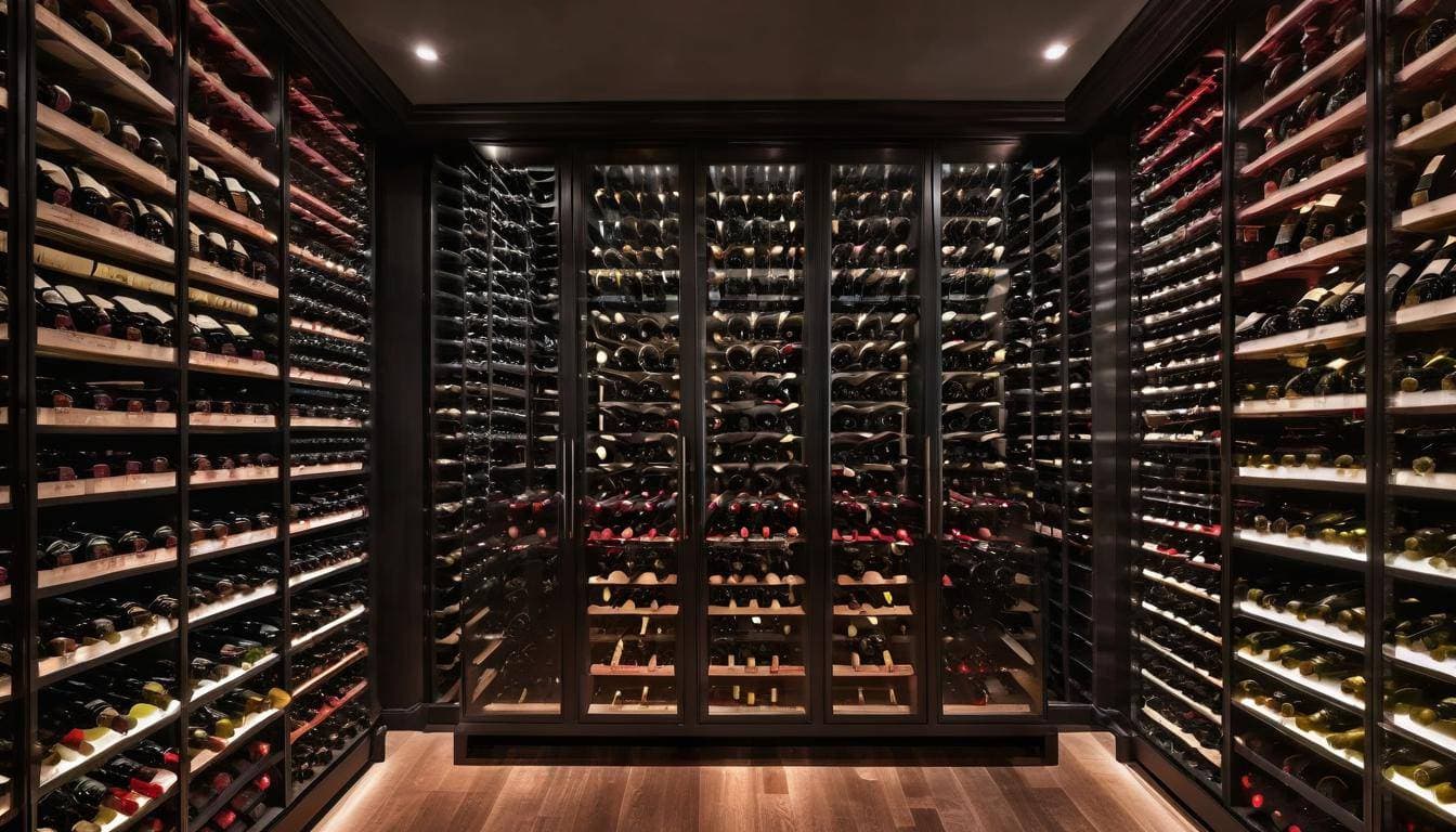 Elegant black wine cellar