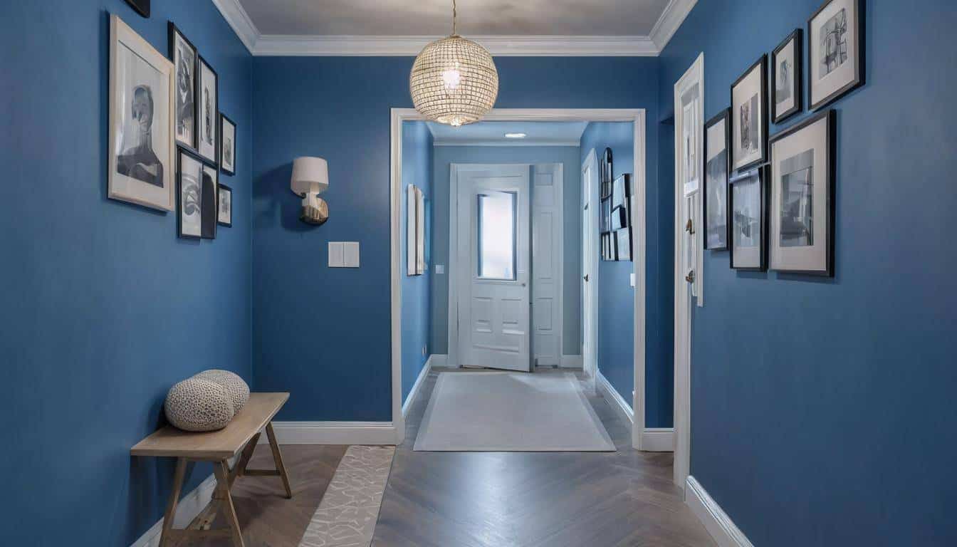 Elegant blue hallway design