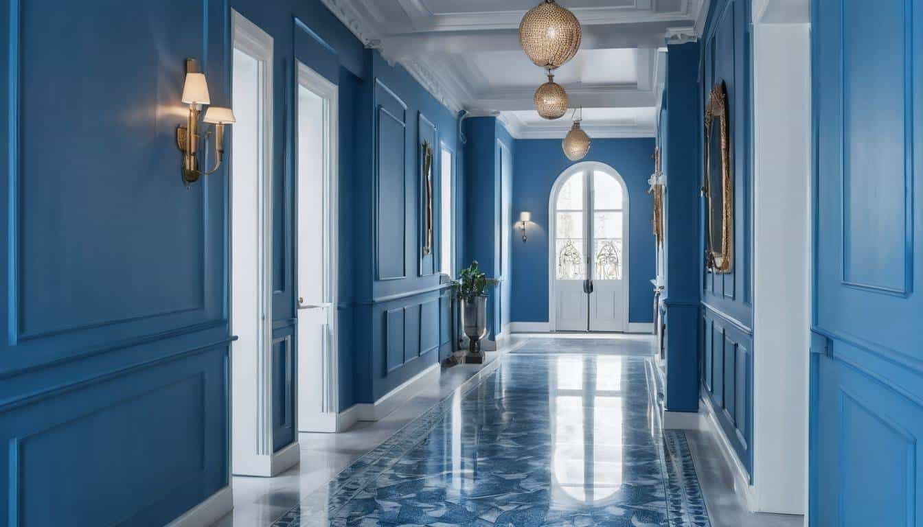 Elegant blue hallway design