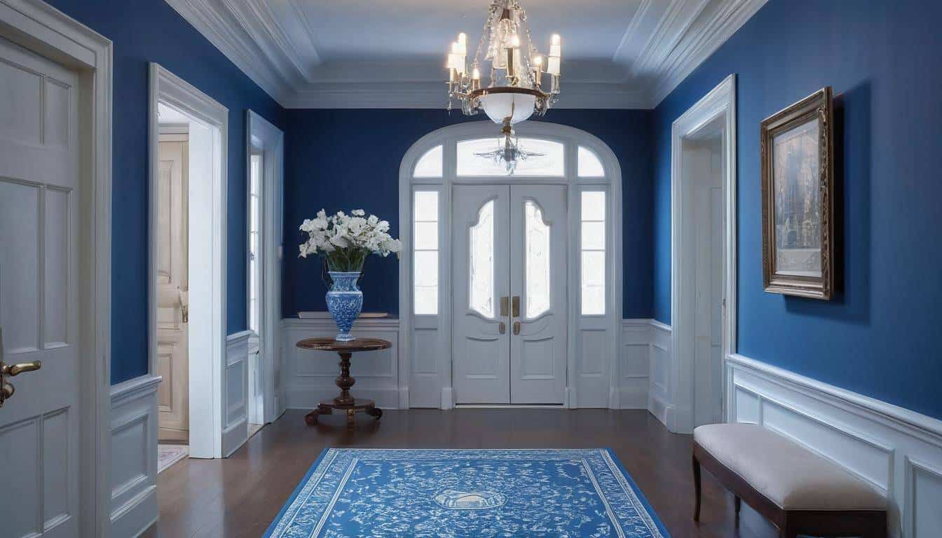 Elegant blue hallway design