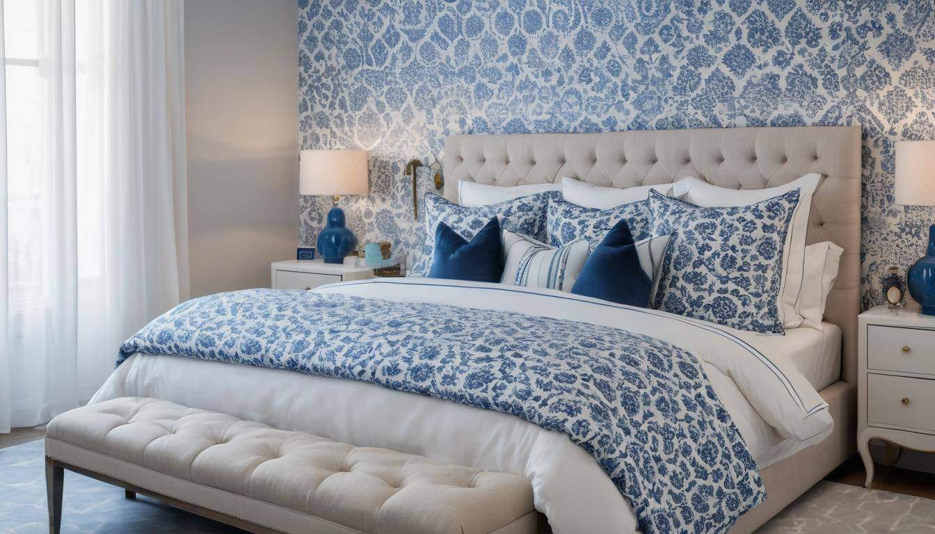 Elegant blue-themed bedding