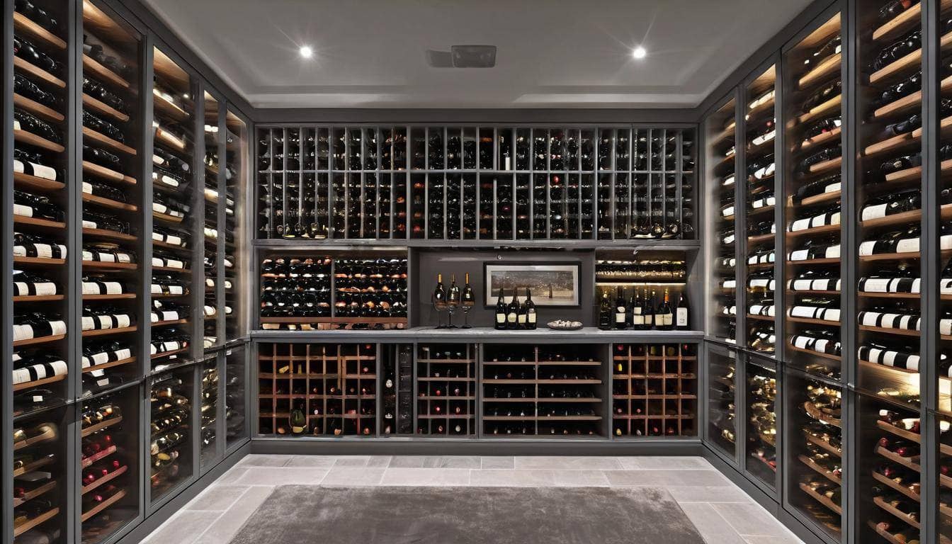 Elegant grey wine cellar