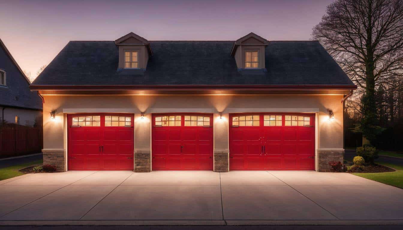 Elegant illuminated red garage