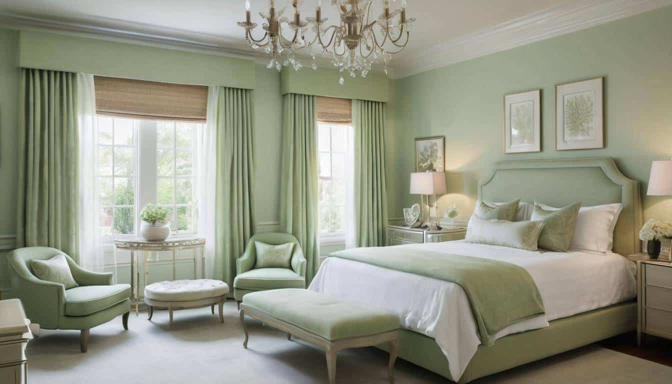 Elegant pale green guest room