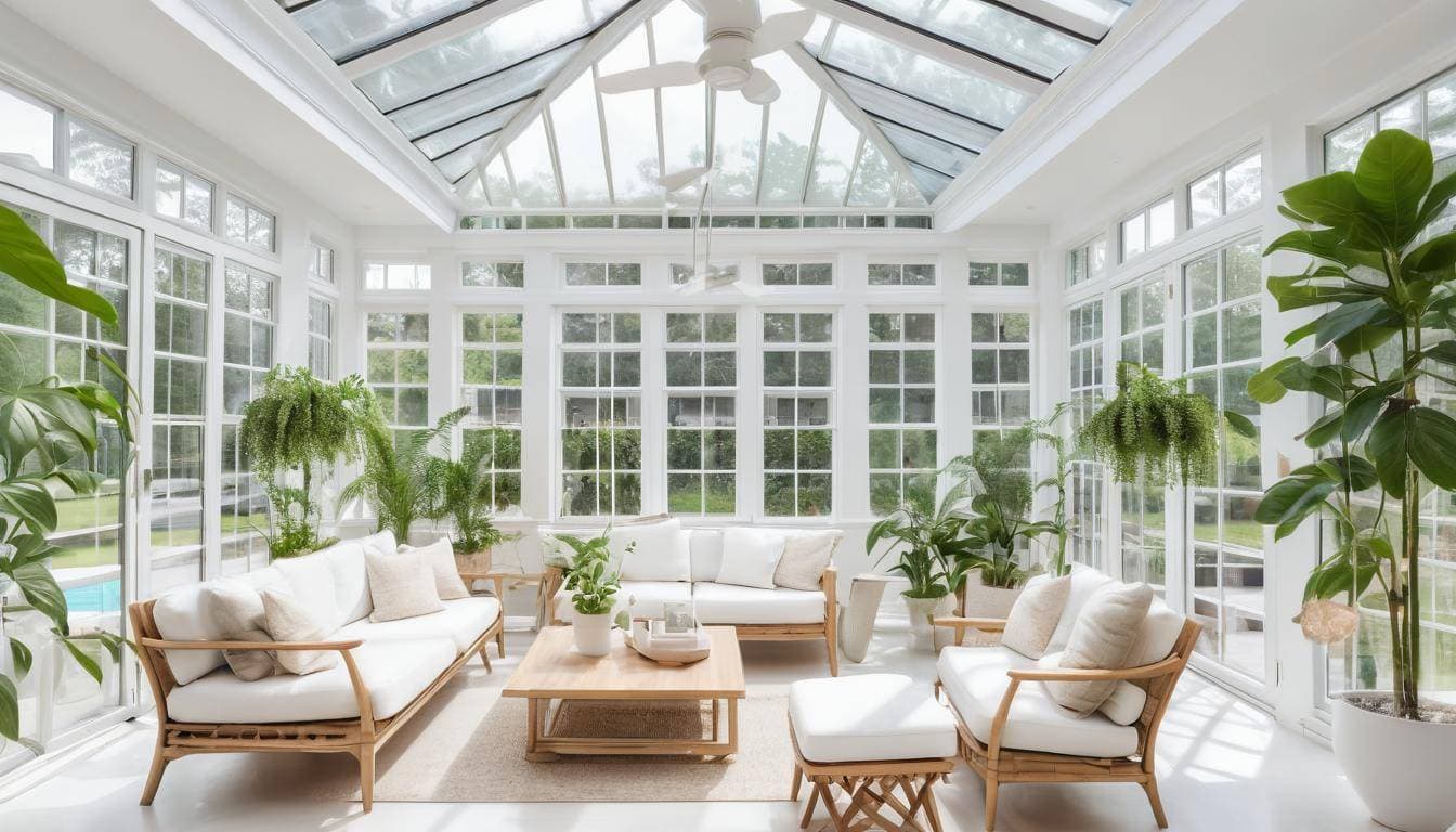 Elegant white sunroom design