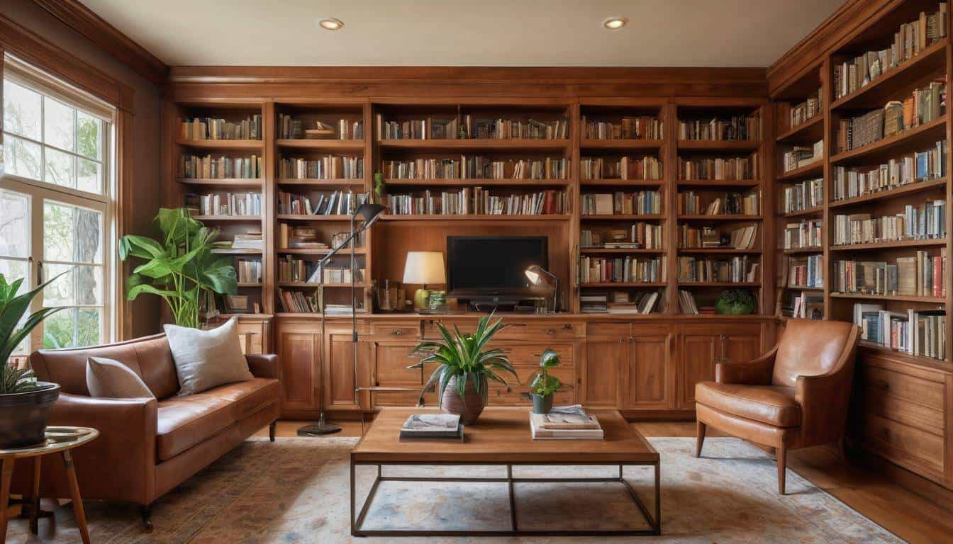 Elegant wooden home library