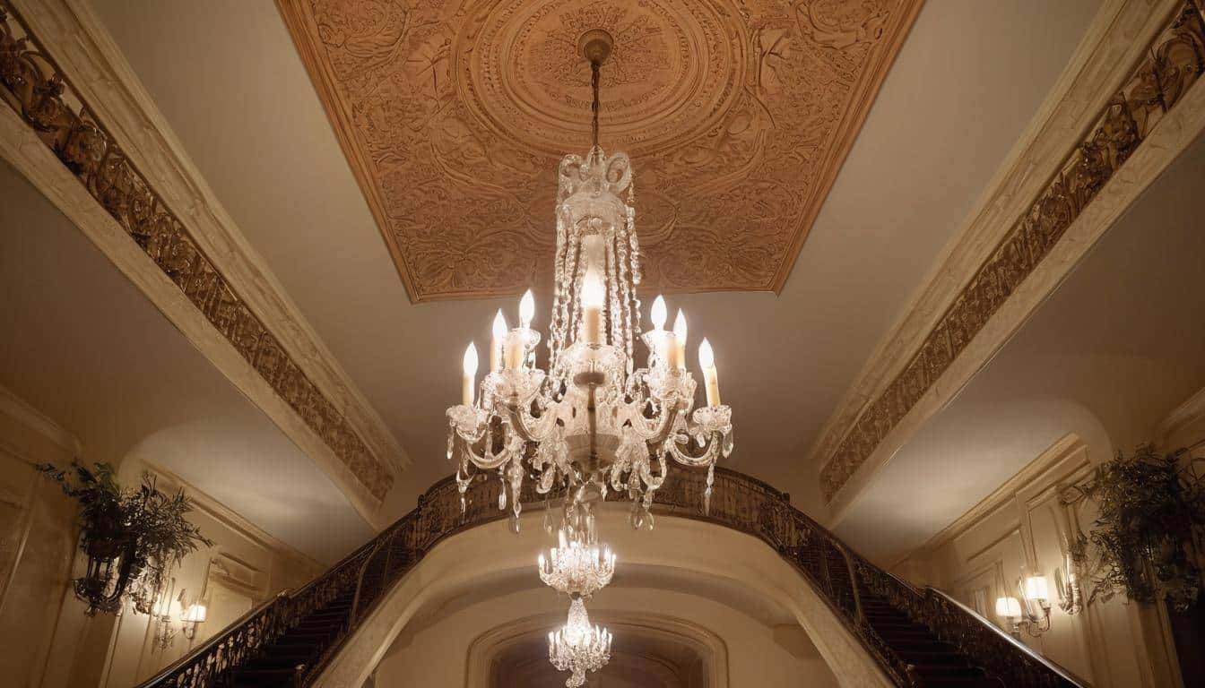 Enchanting hallway with chandelier