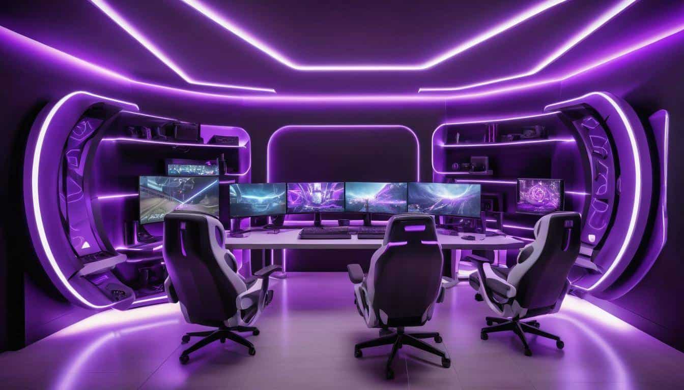 Futuristic gaming with purple accents