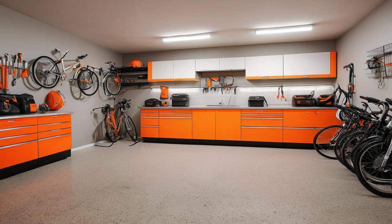 Garage transformation with orange accents