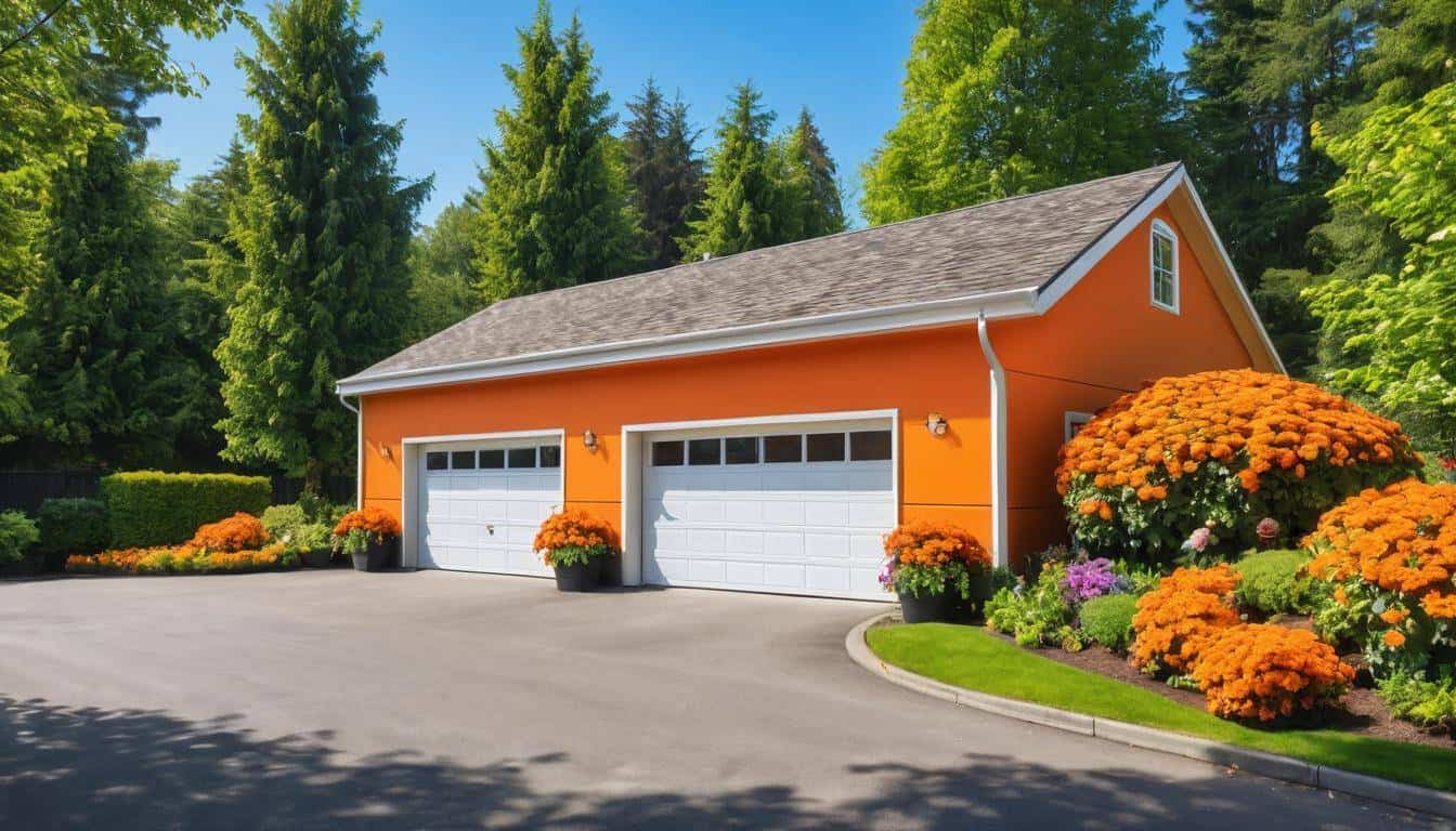 Gleaming orange garage