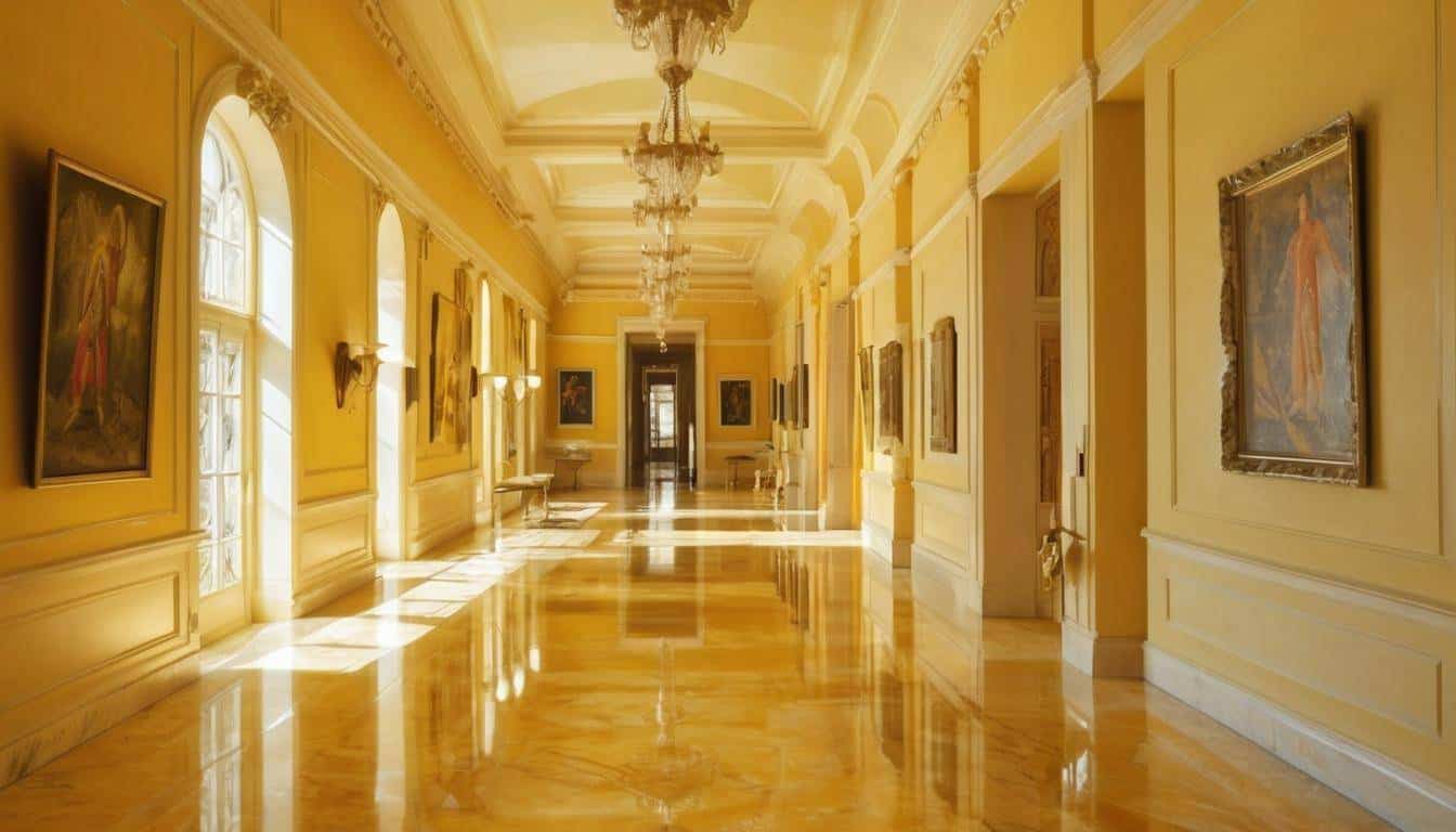 Golden sunlit hallway