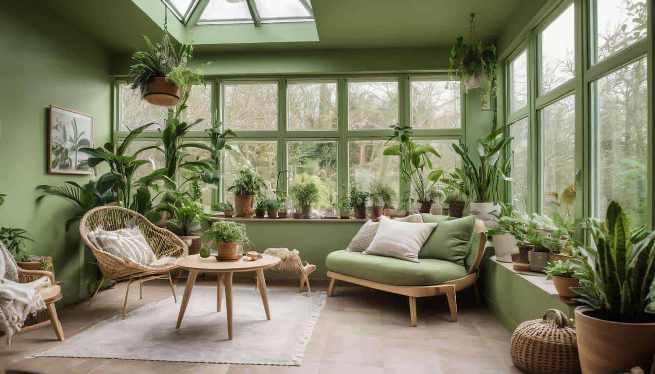 Green sunroom interior design