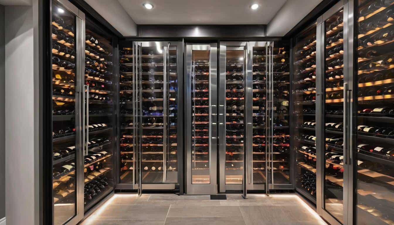 Grey wine cellar display