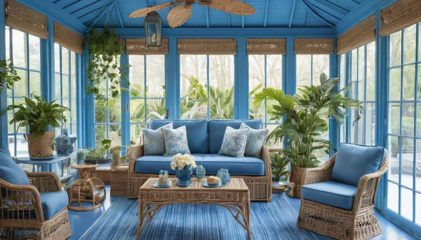 Harmonious blue sunroom design