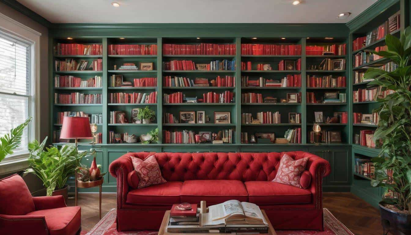 Harmonious red home library