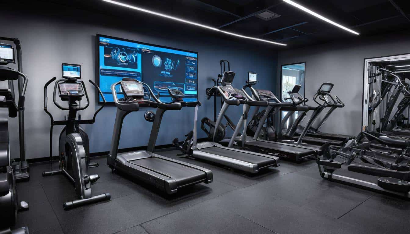 High-tech fitness equipment display