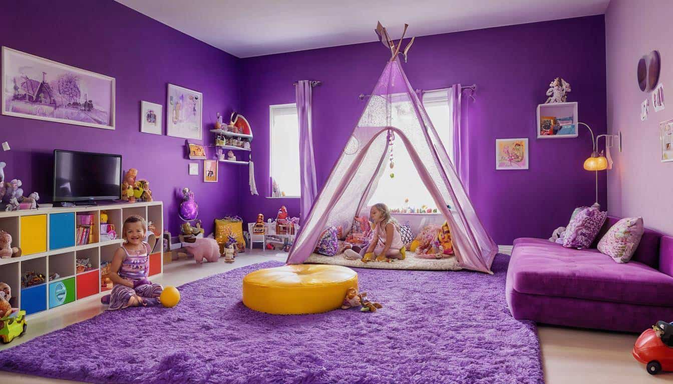 Imaginative purple playroom