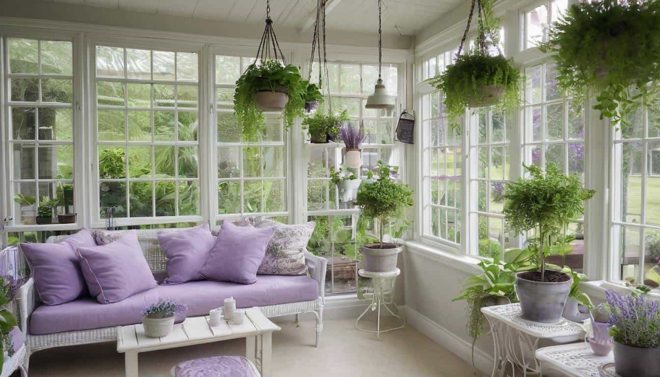 Indoor lavender-green garden