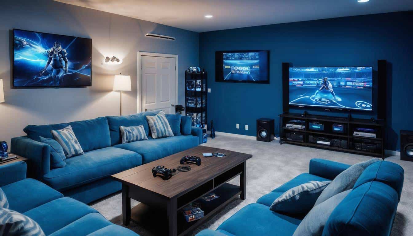 Inviting blue game room