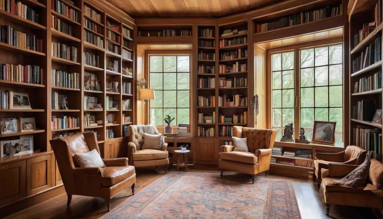 Inviting wooden home library