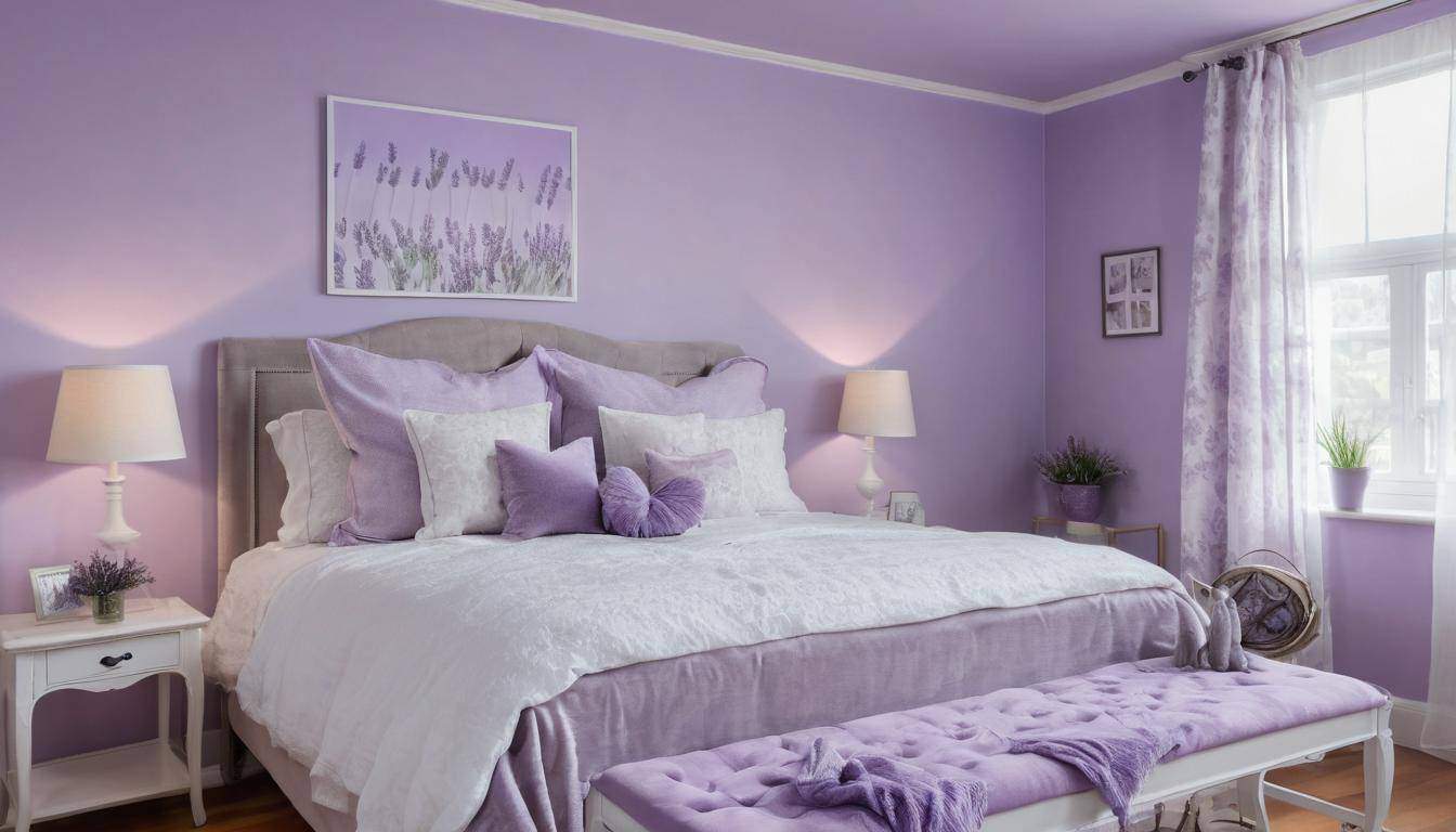 Lavender-themed guest room decor