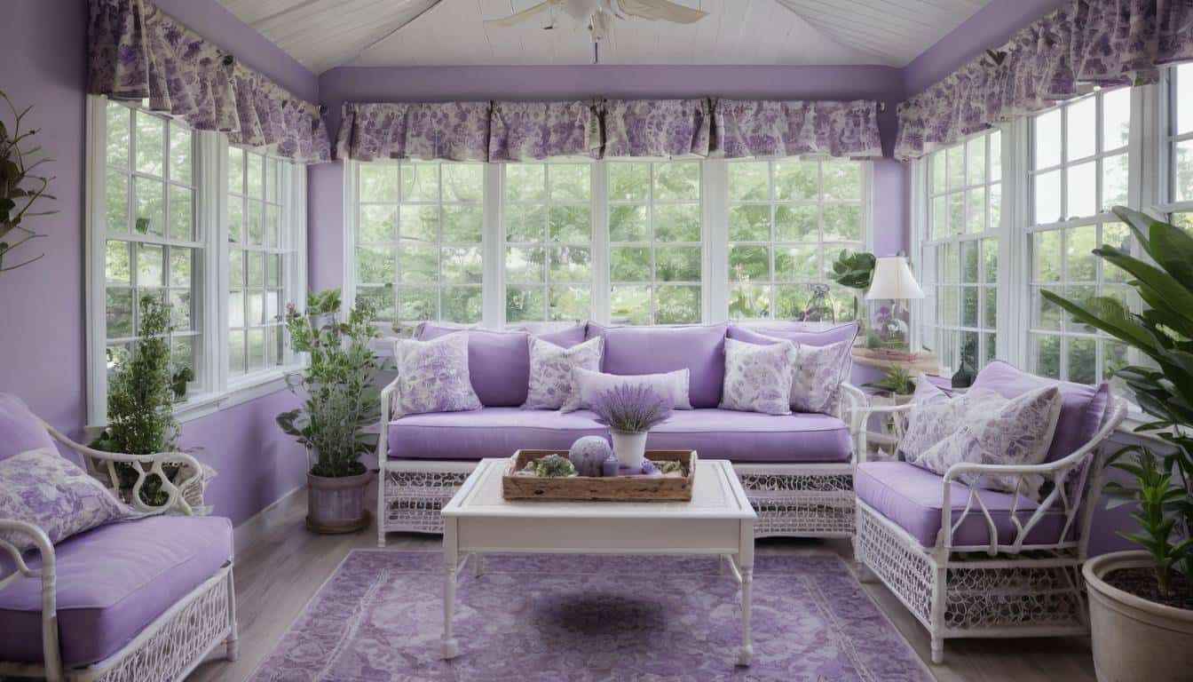 Lavender-themed relaxation sunroom