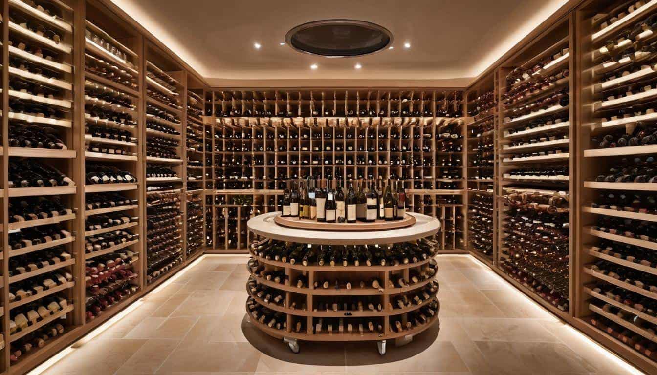 Luxurious beige wine cellar