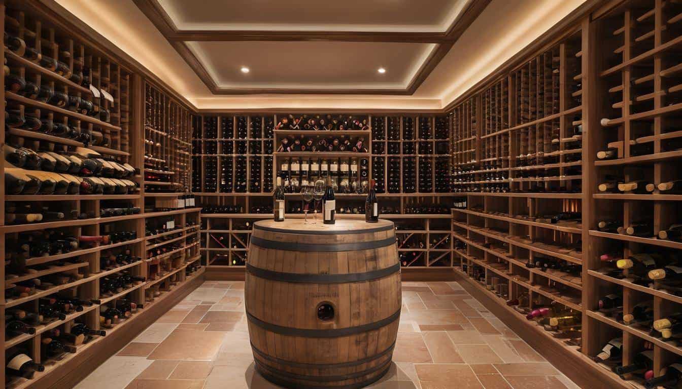 Luxurious beige wine cellar