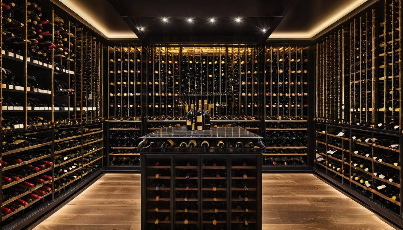 Luxurious black wine cellar