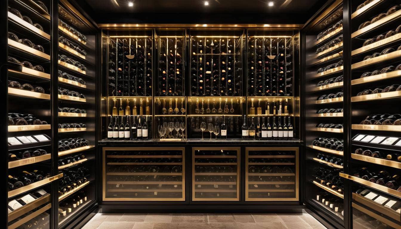 Luxurious black wine cellar