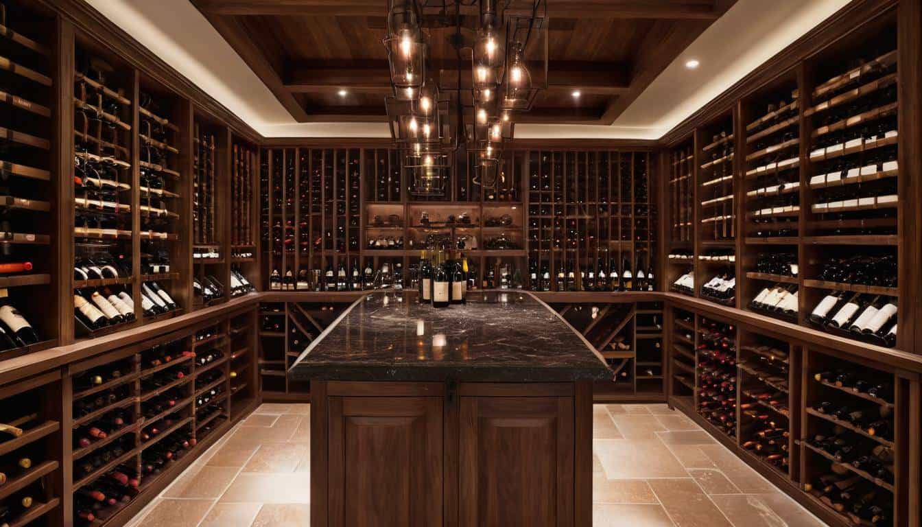 Luxurious brown-themed wine cellar