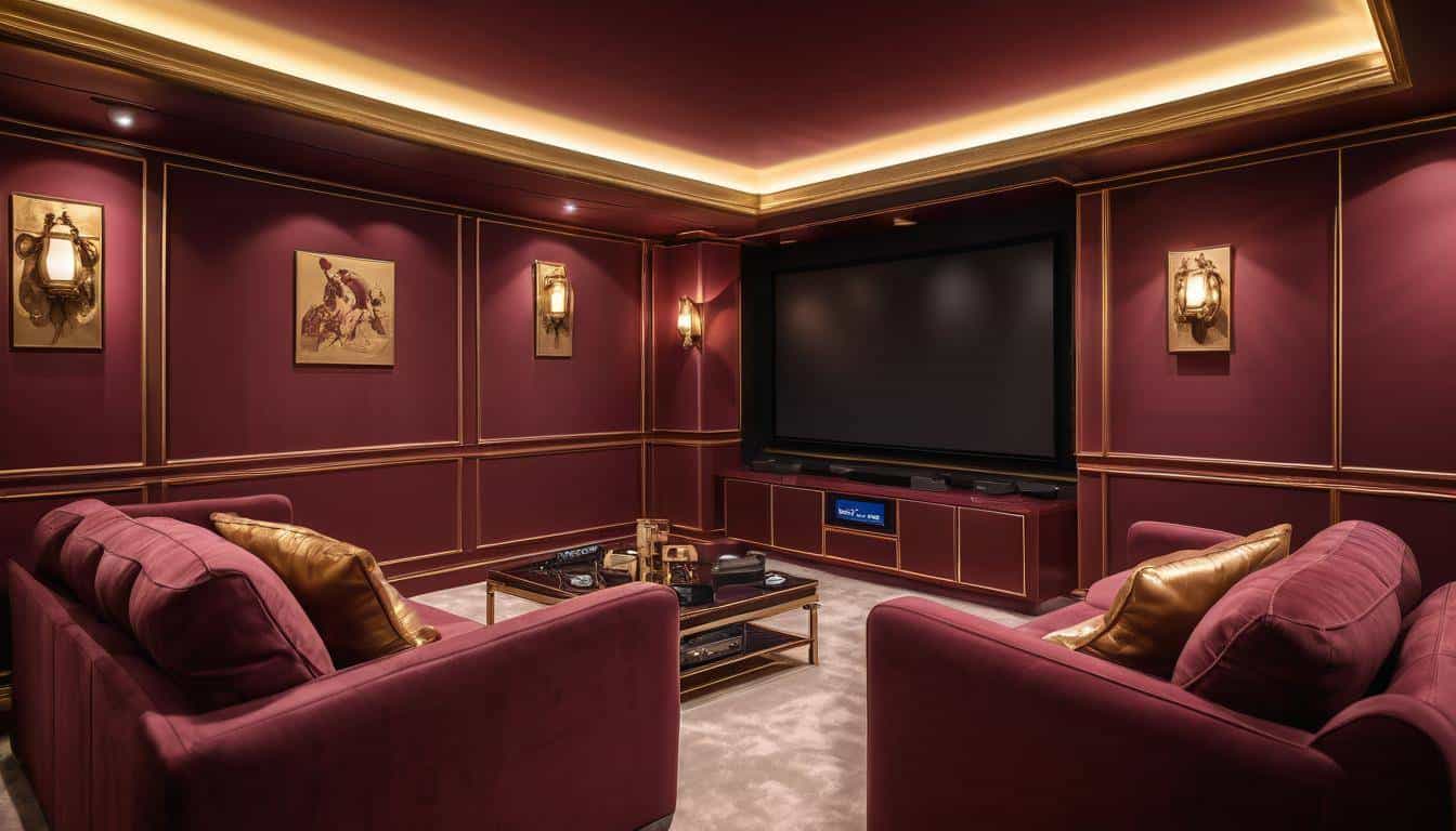 Luxurious burgundy home theater